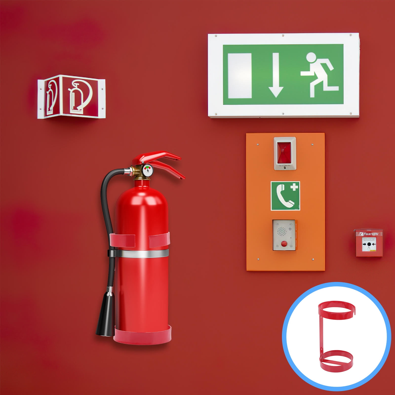Tineasur Fire Extinguisher Wall Hook Red Metal 1Pack