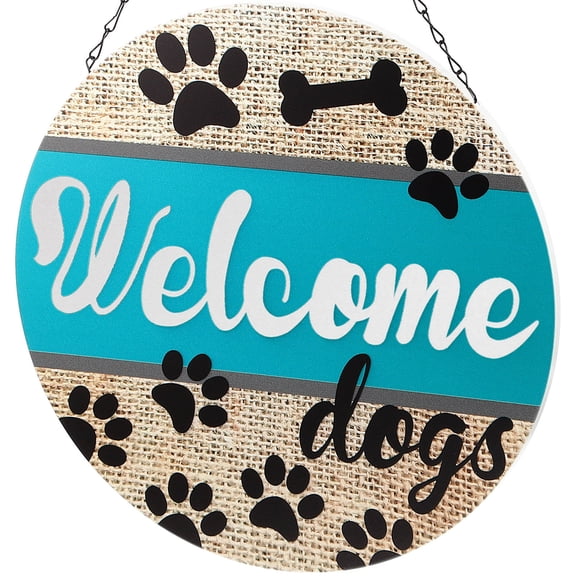 Tineasur Welcome Front Door Sign Blue Iron Wall Decoration for Living Room Wall 1Pack