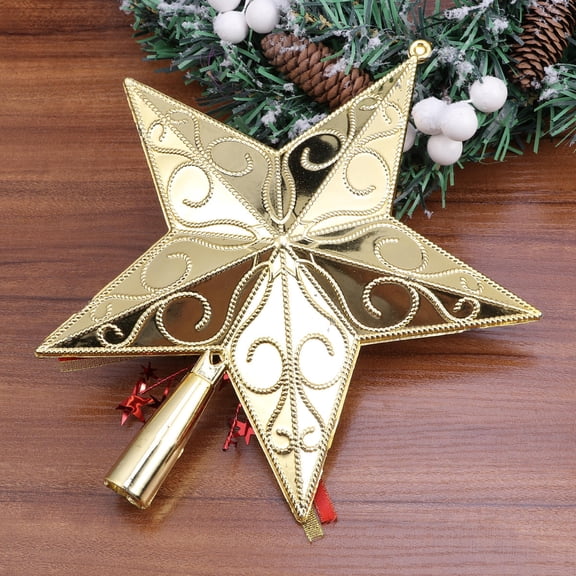 Tineasur Golden Glittering Christmas Tree Star Ornament for Tree Topping and Holiday Decoration Use
