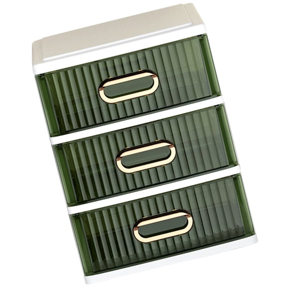Tineasur Desktop Drawer Organizer in Green Plastic for Office and Bathroom Storage