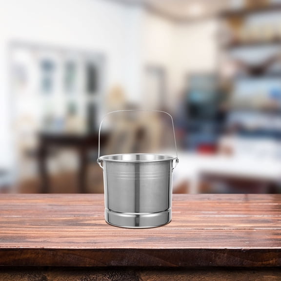 Tineasur Stainless Steel Bar Ice Bucket Plated Silver Color Lightweight Portable Ice Cube Holder for Cocktail and Party