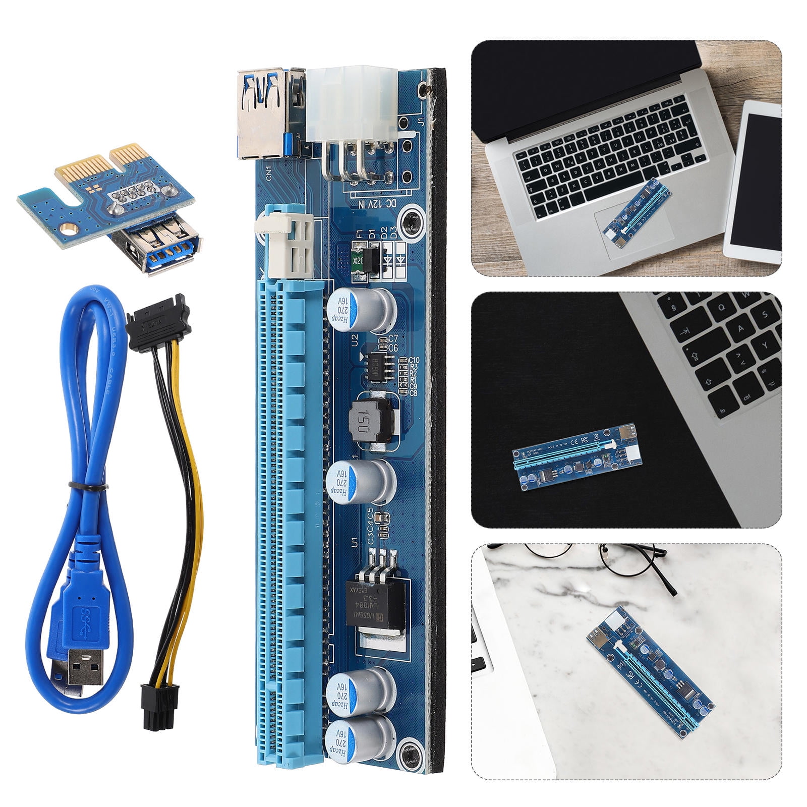 Tineasur Back to School Pcie Extension Graphics Card Blue PCB ...