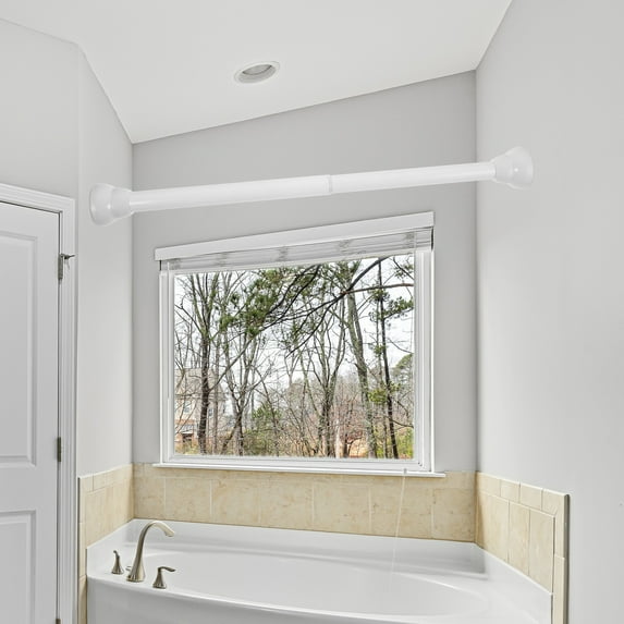 Tineasur Adjustable White Plastic Shower Curtain Rod - Multi-Functional, Easy Install, Stylish Design