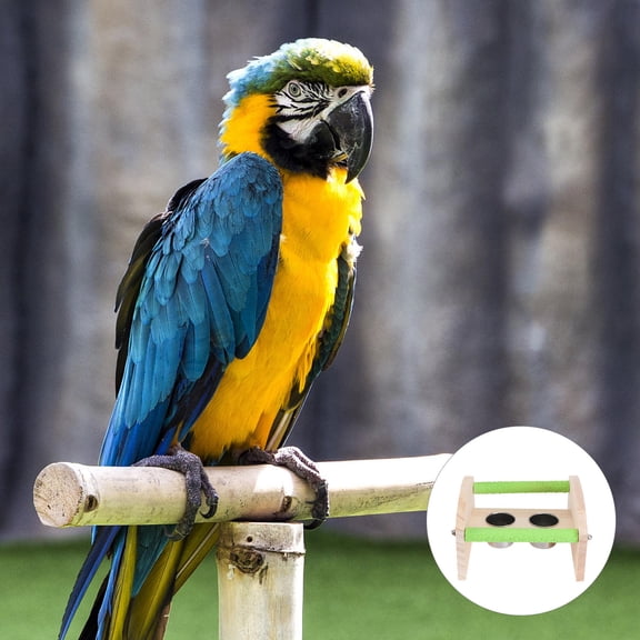 Tineasur Parrot Wood Platform Wooden Bird Stand Green Matte 1Pcs