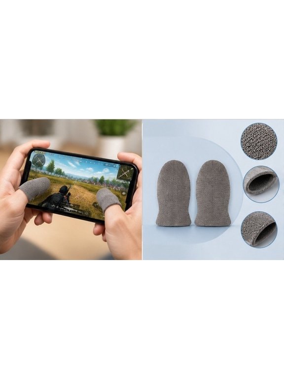 Gaming Finger Sleeves Light Grey Breathable Universal Fit Nonslip