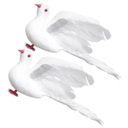 Tineasur 1Pair Lifelike White Artificial Dove Figurine Made of Foam and Plastic for Garden Decor