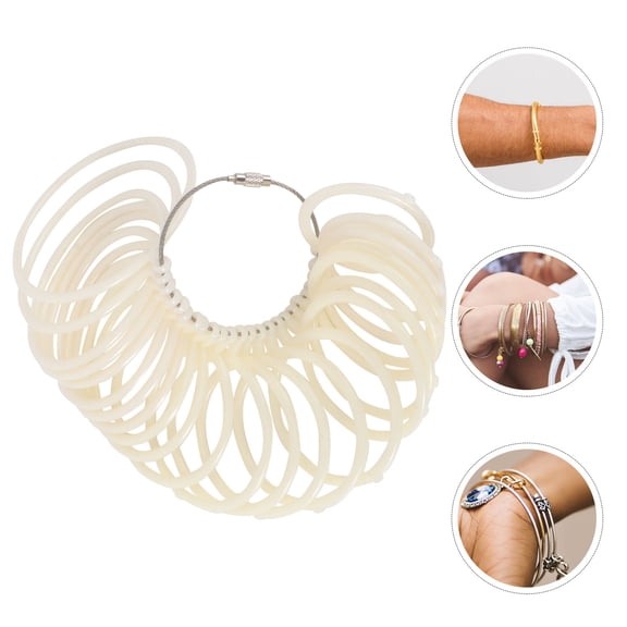 Tineasur 1Pc Round Plastic Bangle Measurement Tool Ring Size Gauge Beige Simple Design for Home Use