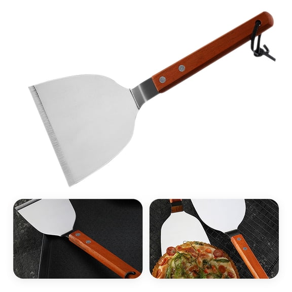 Tineasur Frying Pan ula Stainless Steel ula Turner with Wood Handle 1Pcs
