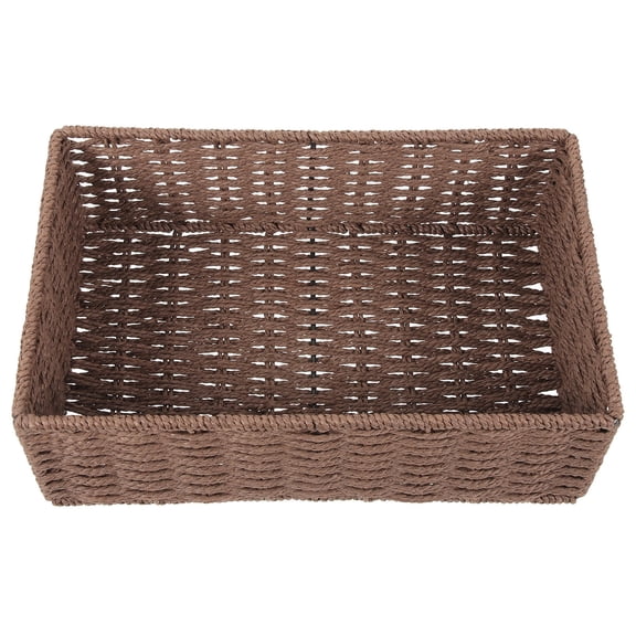Tineasur Coffee Paper Rope Woven Basket for Storing Sundries in Mudroom and Entryways