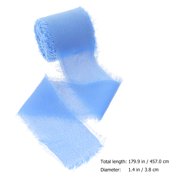 Tineasur Fabric Wired Ribbon Decorative Ribbons Blue Polyester 1Pcs for Home DIY