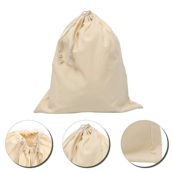 Tineasur Heavy Duty Beige Canvas Laundry Bag Foldable Drawstring Pouch