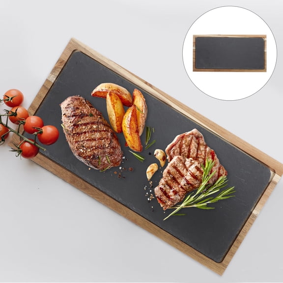 Tineasur Sushi and Steak Platter Pizza Tray Stone Serving Friends Events 1 Set