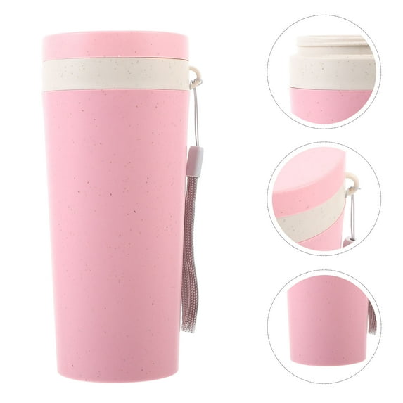 Tineasur Pink Portable Cup Leak Proof Water Bottle with Rope for Outdoor Use