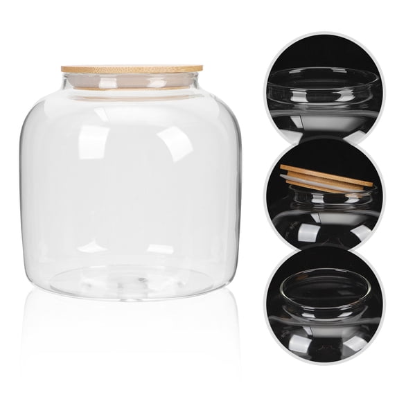 Tineasur Glass Canister Bamboo Lid Airtight Clear Multi-Functional Home Storage