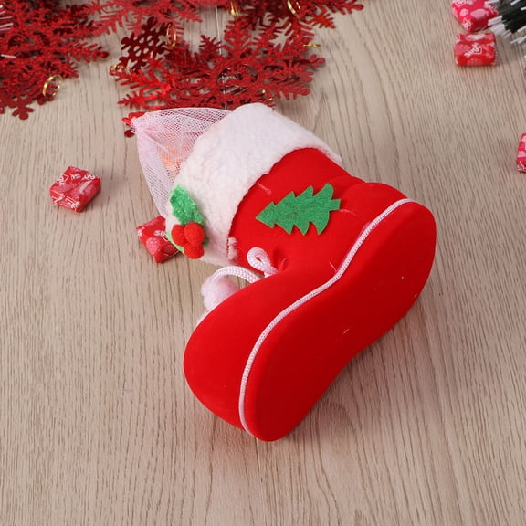 Tineasur 1Set Christmas Tree Decorations Christmas Boots Candy Bag Plastic Holder Children