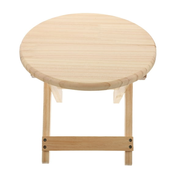 Tineasur Beige Round Solid Wood Stool Low Height Comfortable for Home Shoe Changing