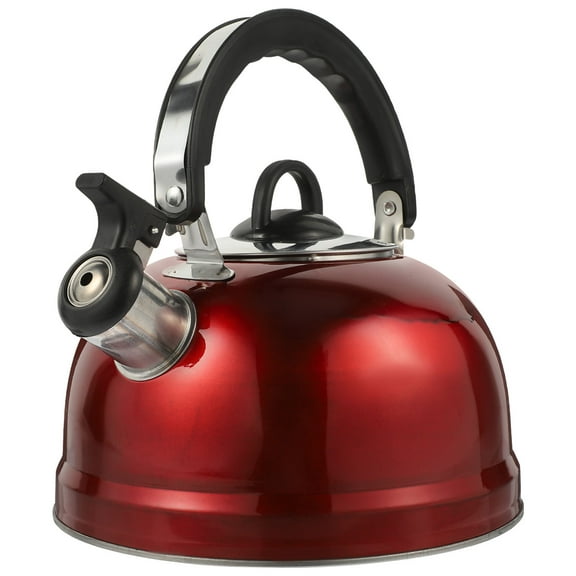 Tineasur Red Stainless Steel Tea Kettle Whistling Water Pot for Home Use