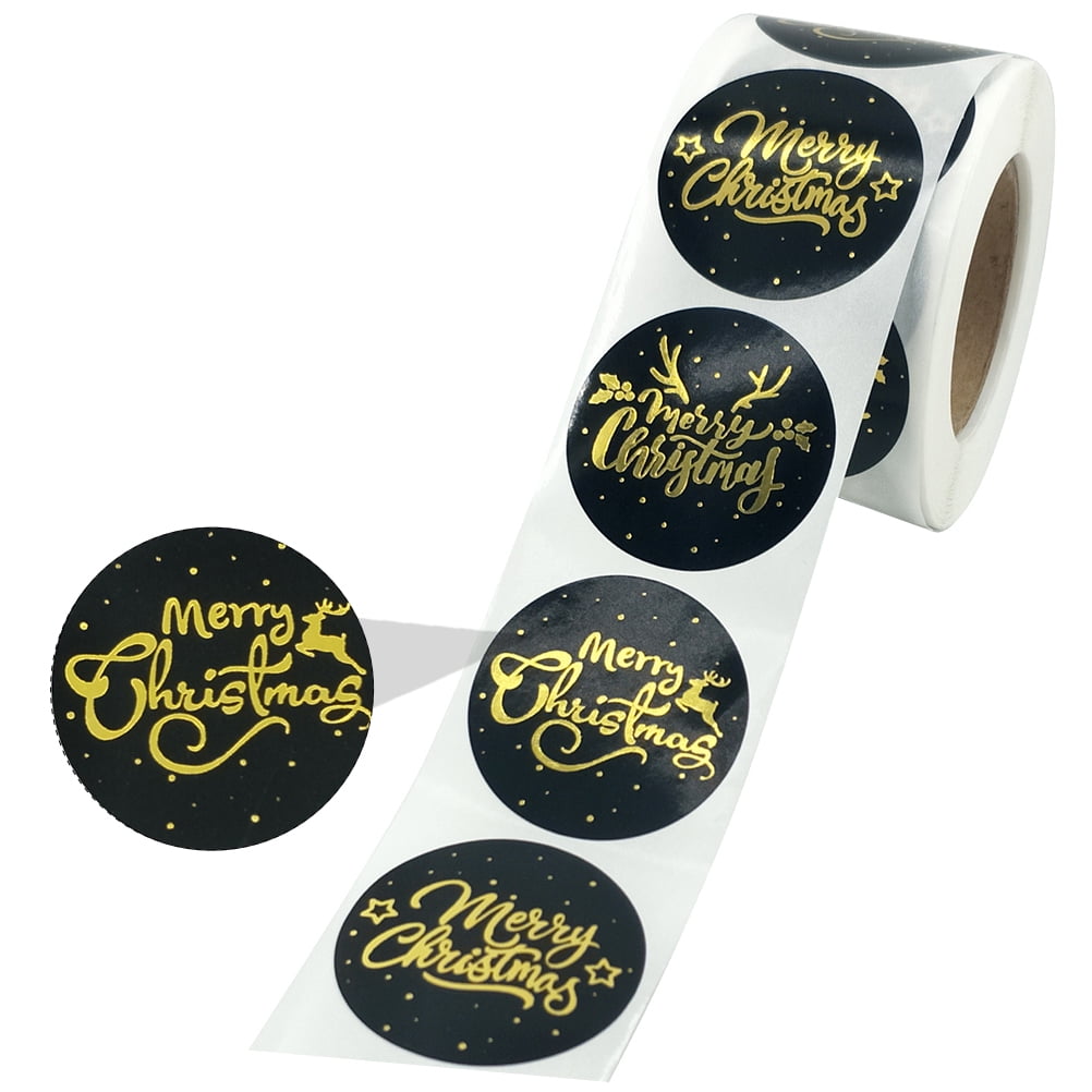 Tineasur Party Seal Sticker Gold Adhesive Paper 2 Rolls Christmas Style ...