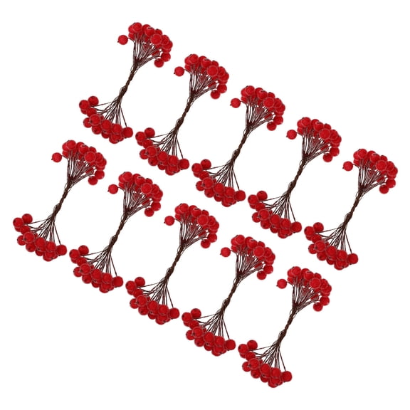 Tineasur 200Pcs Artificial Red Berry Decor for Christmas Party Home Decoration with Vivid Red Color