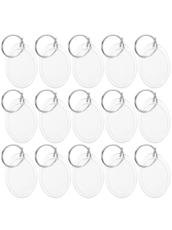 24 Pcs White Acrylic Picture Frame Key , Metal Photo Keychains for Keys, Bag Tags, and Organization