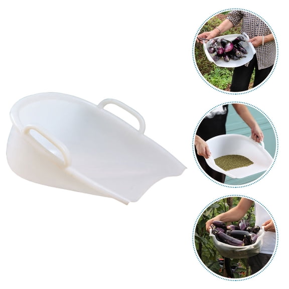 Tineasur White Plastic Dustpan for Grains and Garbage with Ergonomic Handle and Bag Attachment