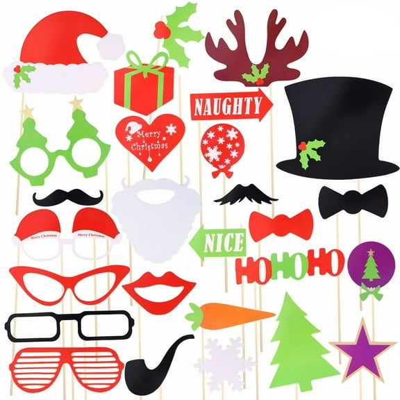 Tineasur New Years Eve Photo Props Photo Booth Prop Paper 28Pcs