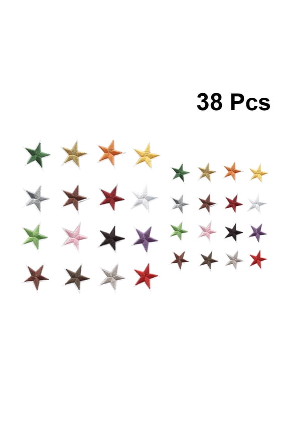 2Pack Assorted Color Down Cloth Patch Star Pattern Embroidery Sticker for Hats Backpacks