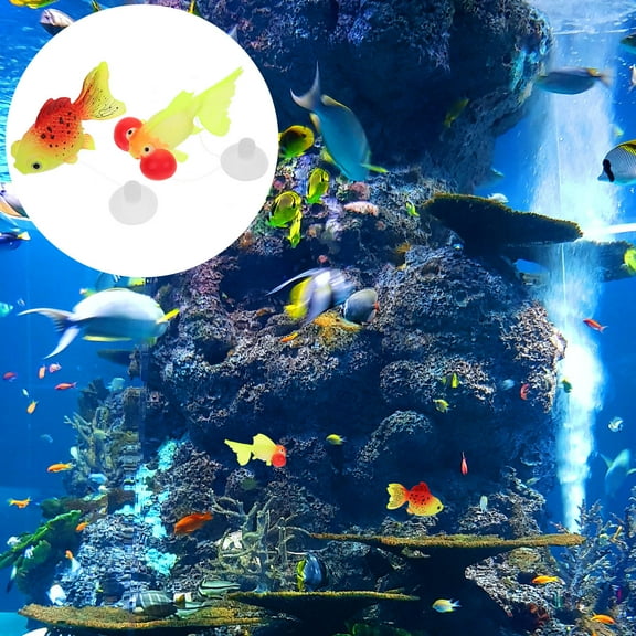 Tineasur 2Pcs Silicone Artificial Goldfish Aquarium Decor Luminous Fish Tank Decoration