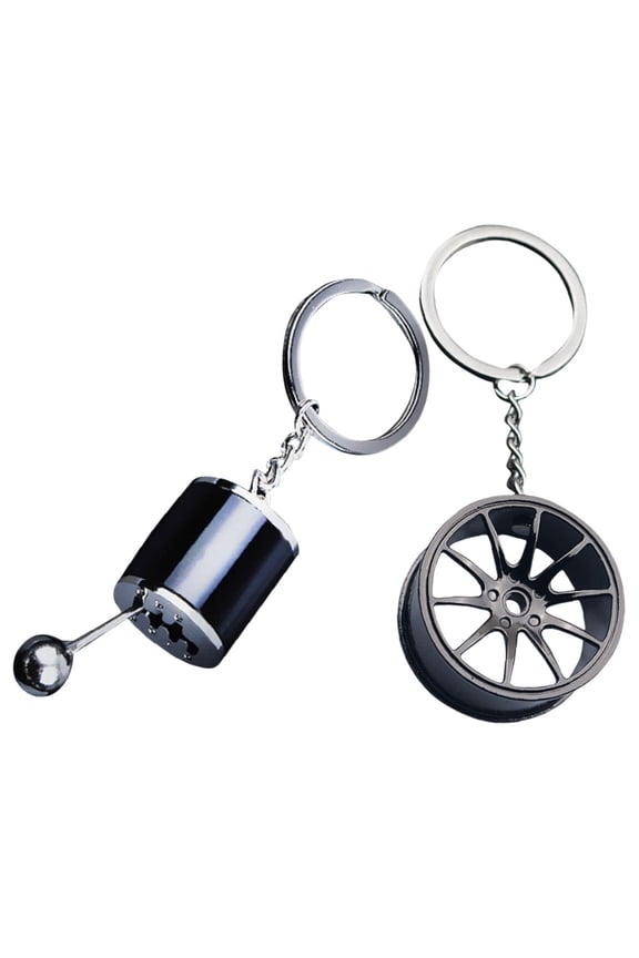 2Pcs Creative Metal Keychains for Car Keys Gear Shifter Design for Decor