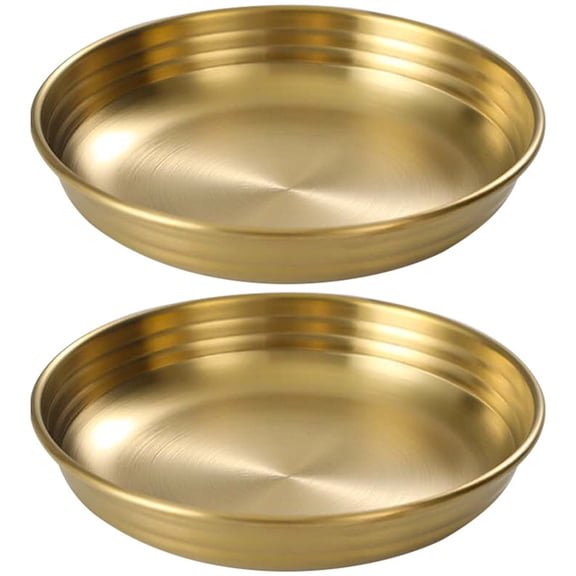 Tineasur 2Pcs Stainless Steel Sauce Bowl Golden Creative Appearance Style for Families