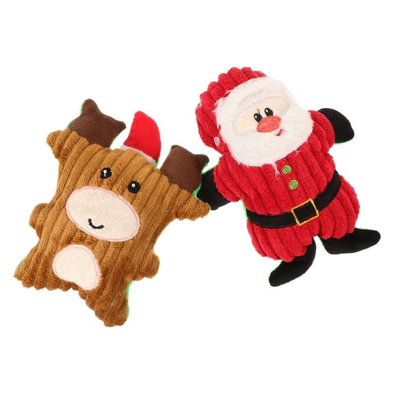 Tineasur 2Pcs Squeaky Chew Toy Plush Assorted Color for Interactive Pet Play