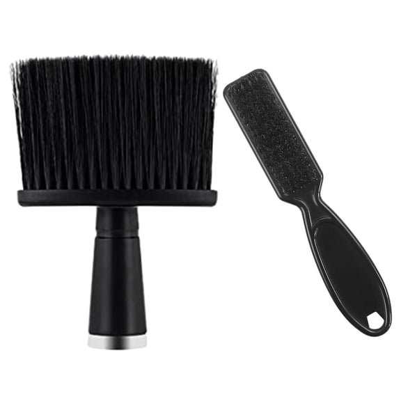 Tineasur 2Pcs Male Shaving and Hairdressing Neck Duster Brushes Comfortable Grip Black