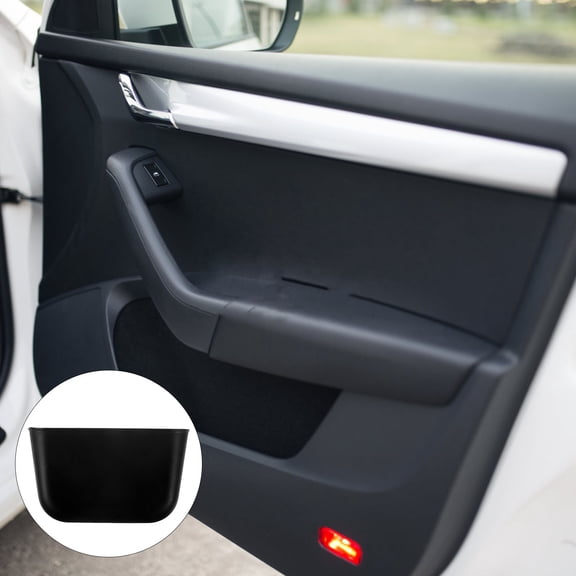 Tineasur 2Pcs Hanging Design Black Vehicle Trash Container for Daily Use and Car Interior Organization 11.0*4.3*2.2in