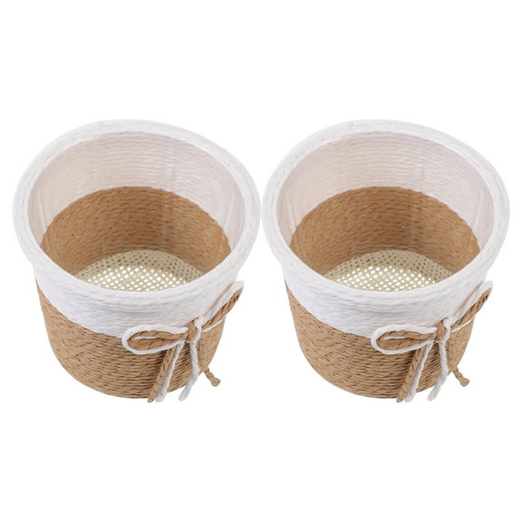 Tineasur Wicker Planter Paper Rope Woven Flower Pot Multi 2Pcs