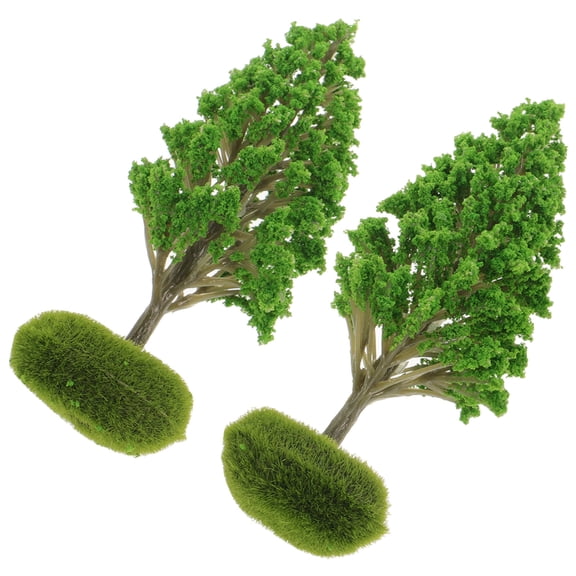 Tineasur Simulation Trees Green Plastic for Model Train and Sand Table Decoration 2Pcs