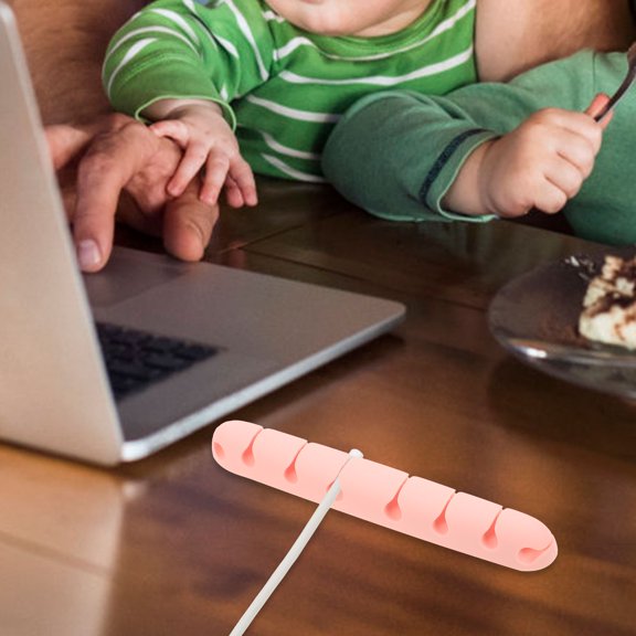 Tineasur 2Pcs Cable Organizer Pink Silicone Adhesive Cord Clips for Cables with 7mm Diameter