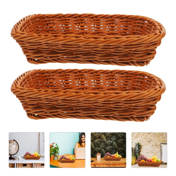 Tineasur Rural Style Bread Proofing Baskets Light Brown PP for Home Kitchen 2Pcs