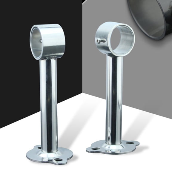 Tineasur 2Pcs Round Adjustable Stainless Steel Closet Rod Bracket for Hanging Clothes Towels in Kitchen