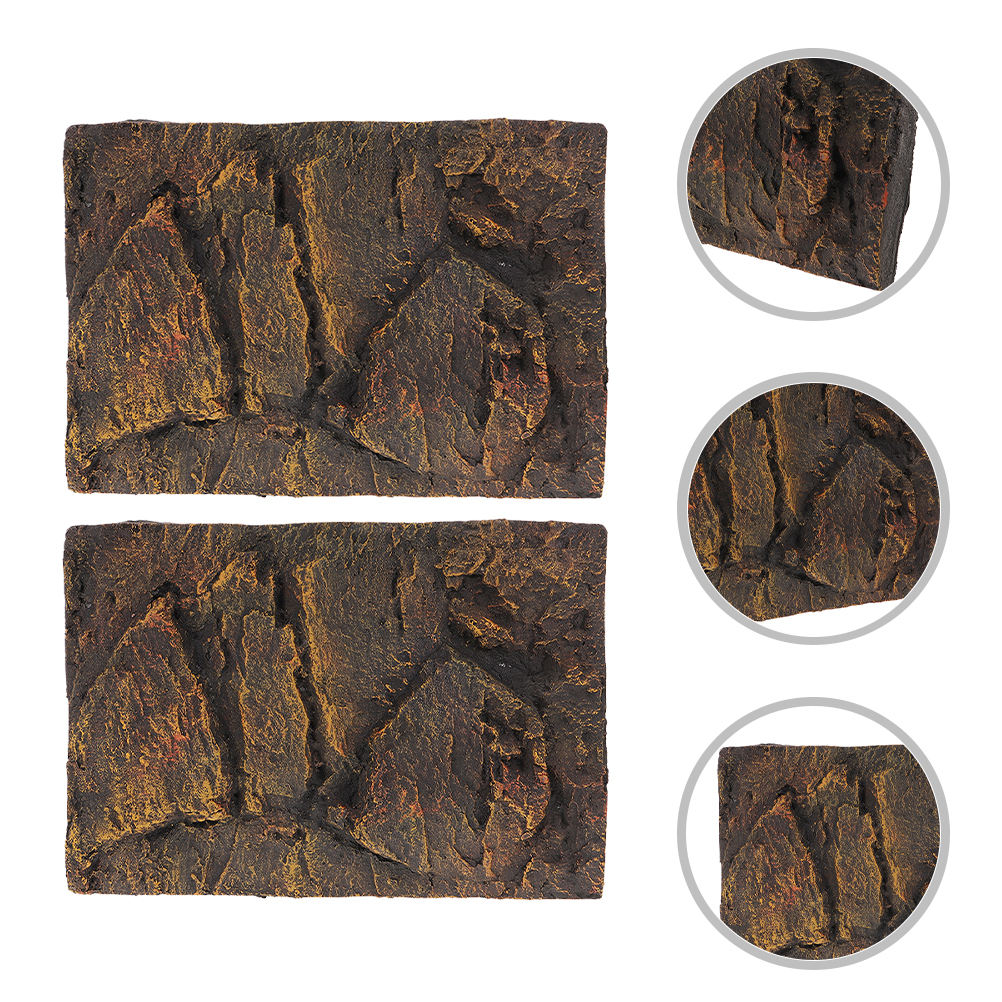 Tineasur 2-Pack Multi PU Turtle Tank Background Boards for Aquatic Turtle Habitats and Reptile Terrariums