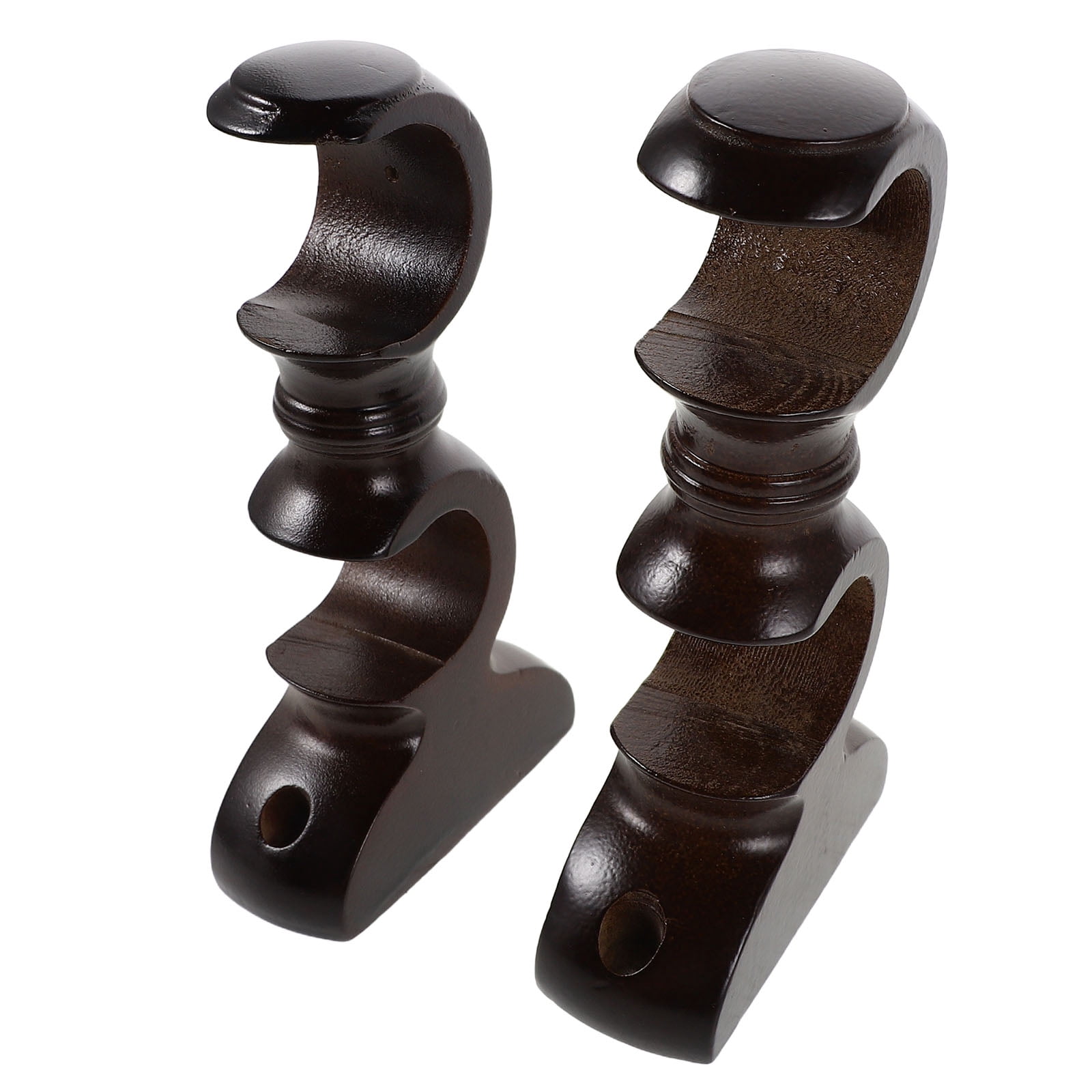 Tineasur Coffee Finish Wooden Curtain Rod Brackets with Wall Mount