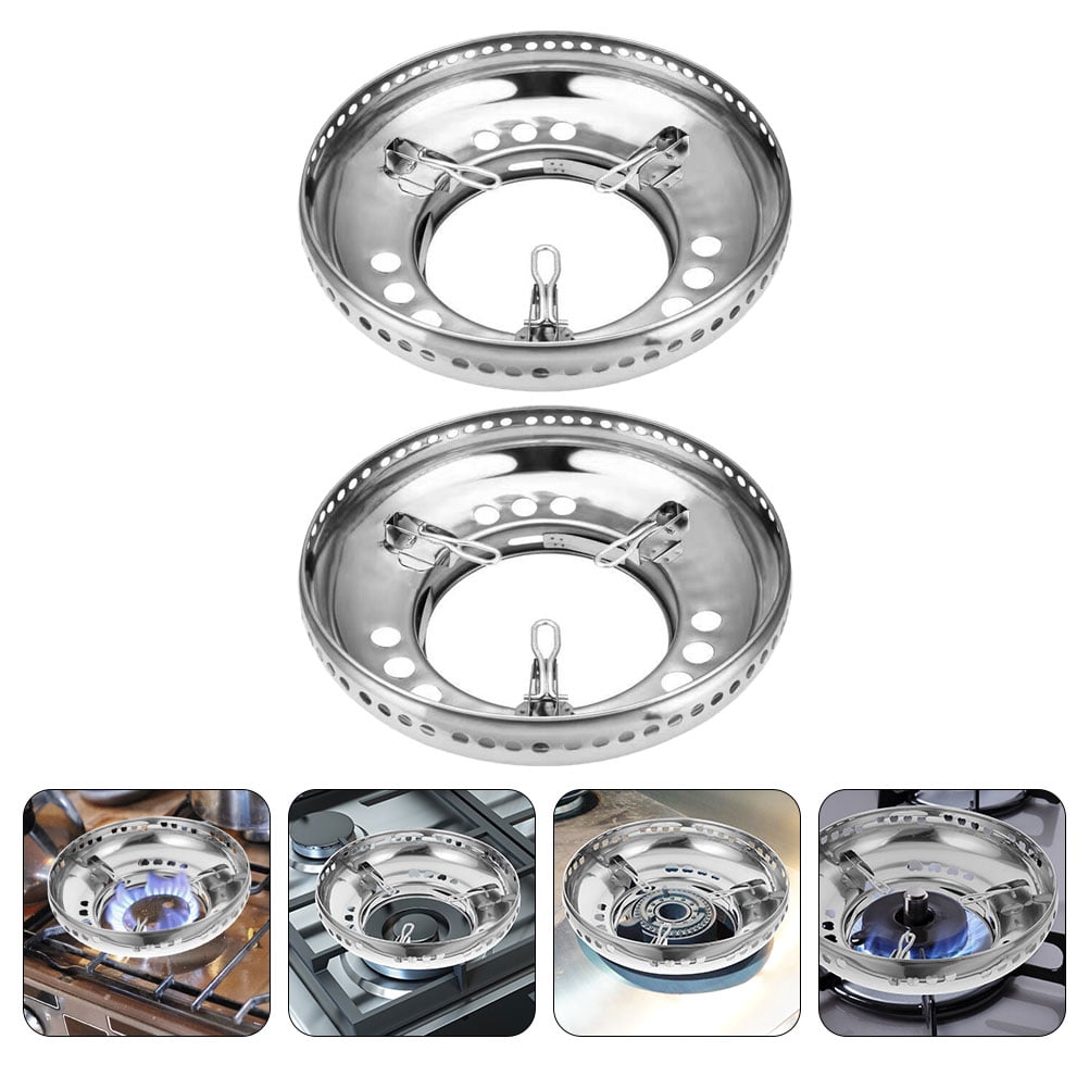 Tineasur 2Pcs Stove Support Rack Wok Ring Stainless Steel Silver Fire Gathering