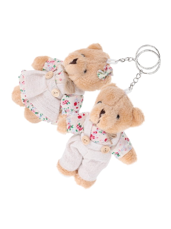 2-Pack Plush Bear Keychains, Soft Bag Charms for Couples, Adorable Accessories, Ideal Gifts for Him and Her