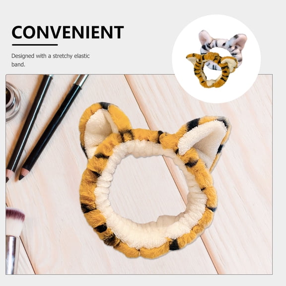Tineasur Soft Plush Tiger Ear Headband, Stretchy Hairband for Face Washing, , Skincare, Multiple Assorted Colors