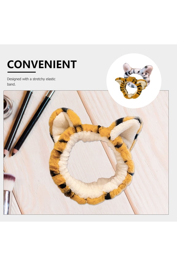 Soft Plush Tiger Ear Headband, Stretchy Hairband for Face Washing, , Skincare, Multiple Assorted Colors