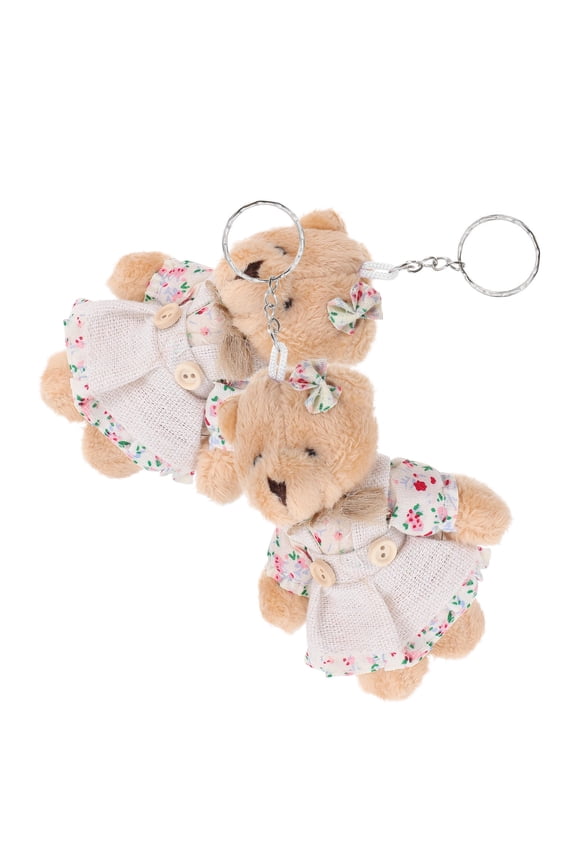 2pcs Valentine's Day Bear Pendant Plush Fuzzy Toy Keychain for Couples