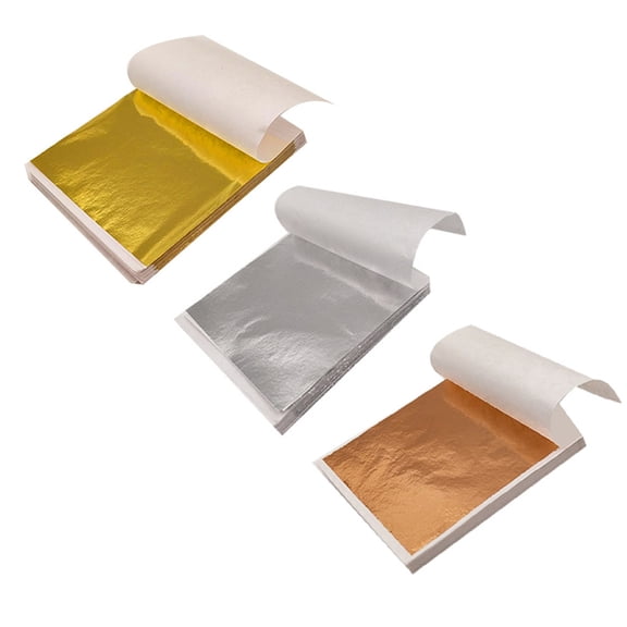 Tineasur Imitation Plated Gold Foil Sheets Assorted Colors for DIY Crafting Furnishings Decorative Plated Gold Leaf