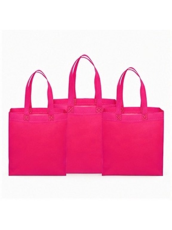 30Pcs Non Woven Utility Tote Bags Rosy Color Reusable Shopping Bags