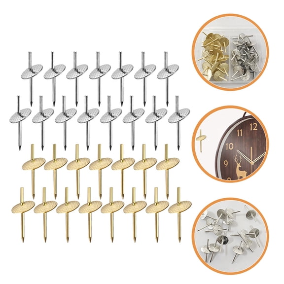 Tineasur 30Pcs Assorted Color Iron Picture Hanging Nails with Integrated Hooks for Home