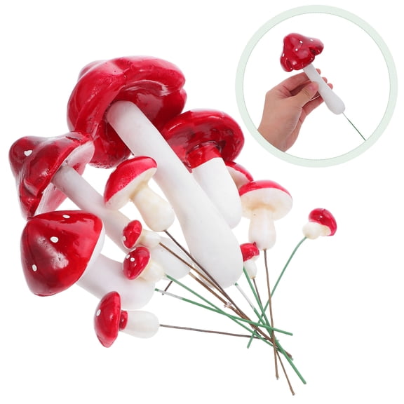 Tineasur Red Foam Mushroom Decor, Realistic Faux Mushrooms, Lightweight for DIY, 33Pcs