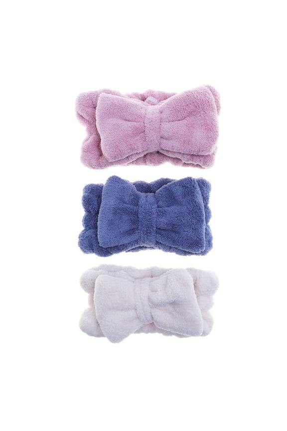 3Pcs Assorted Color Bow Knot Headband for Face Cleaning and Massages